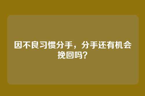 因不良习惯分手，分手还有机会挽回吗？