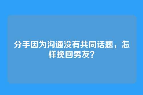 分手因为沟通没有共同话题，怎样挽回男友？