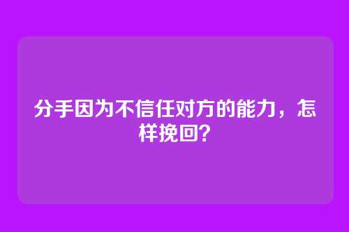 分手因为不信任对方的能力，怎样挽回？