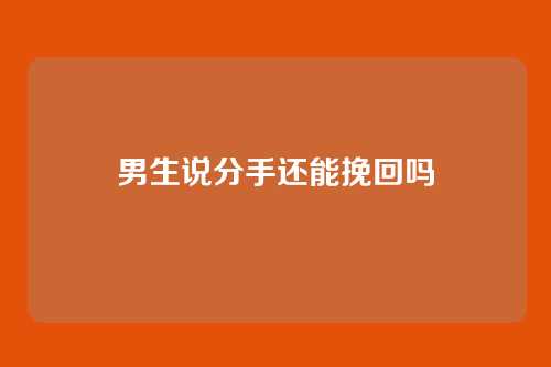 男生说分手还能挽回吗
