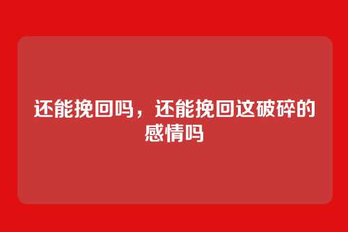还能挽回吗,还能挽回这破碎的感情吗