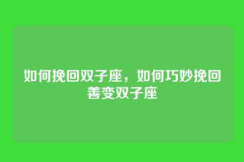如何挽回双子座，如何巧妙挽回善变双子座