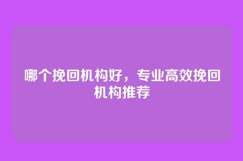 哪个挽回机构好，专业高效挽回机构推荐