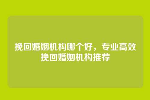挽回婚姻机构哪个好,专业高效挽回婚姻机构推荐