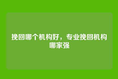 挽回哪个机构好,专业挽回机构哪家强
