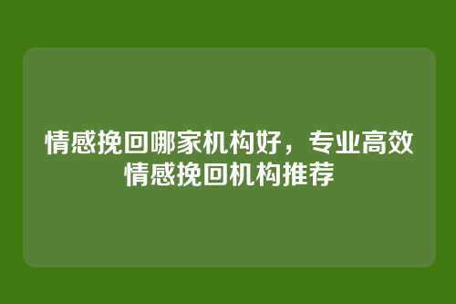 情感挽回哪家机构好,专业高效情感挽回机构推荐