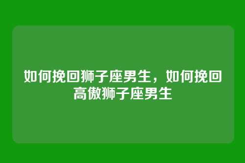 如何挽回狮子座男生,如何挽回高傲狮子座男生