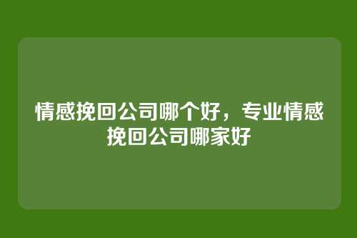情感挽回公司哪个好,专业情感挽回公司哪家好