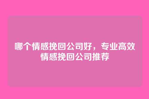哪个情感挽回公司好,专业高效情感挽回公司推荐