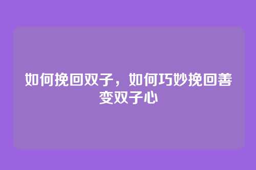 如何挽回双子,如何巧妙挽回善变双子心