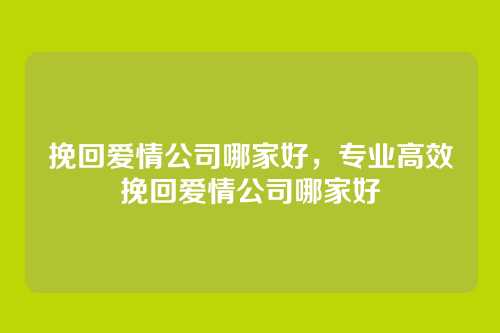 挽回爱情公司哪家好,专业高效挽回爱情公司哪家好