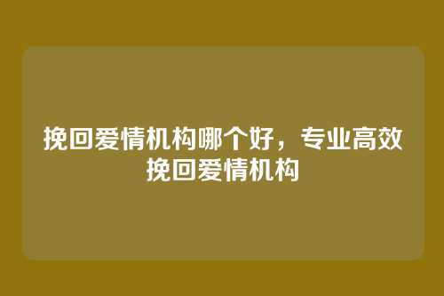 挽回爱情机构哪个好,专业高效挽回爱情机构