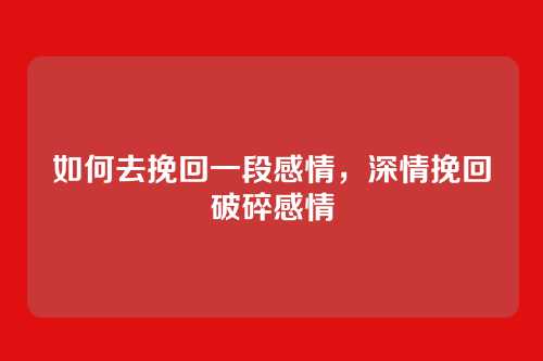 如何去挽回一段感情,深情挽回破碎感情