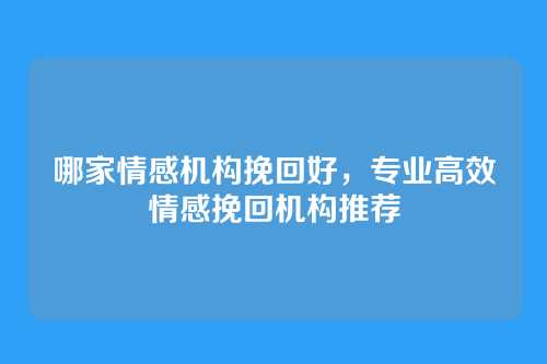 哪家情感机构挽回好，专业高效情感挽回机构推荐