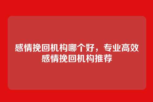 感情挽回机构哪个好，专业高效感情挽回机构推荐