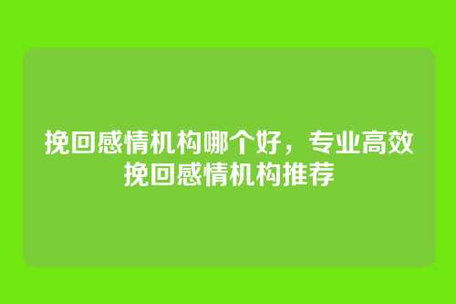挽回感情机构哪个好,专业高效挽回感情机构推荐