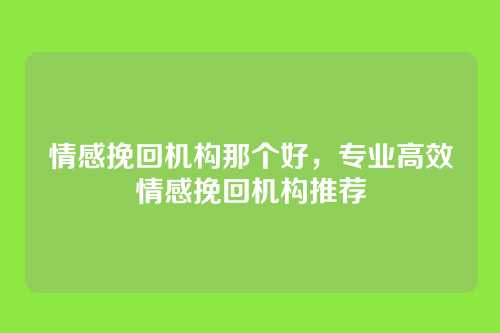 情感挽回机构那个好,专业高效情感挽回机构推荐