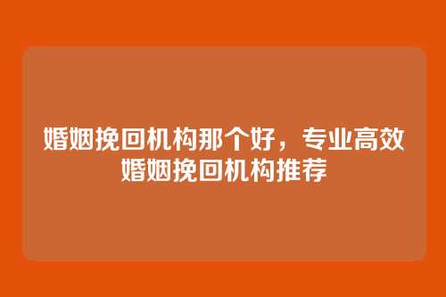 婚姻挽回机构那个好，专业高效婚姻挽回机构推荐