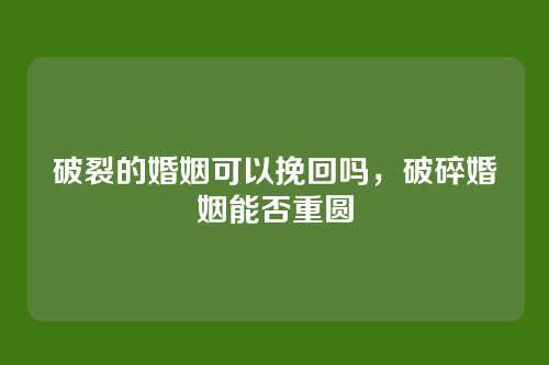破裂的婚姻可以挽回吗,破碎婚姻能否重圆