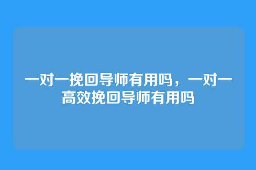 一对一挽回导师有用吗,一对一高效挽回导师有用吗