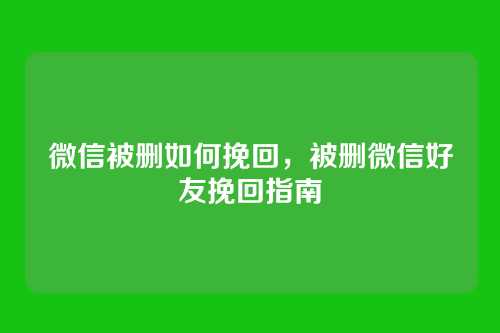 微信被删如何挽回,被删微信好友挽回指南