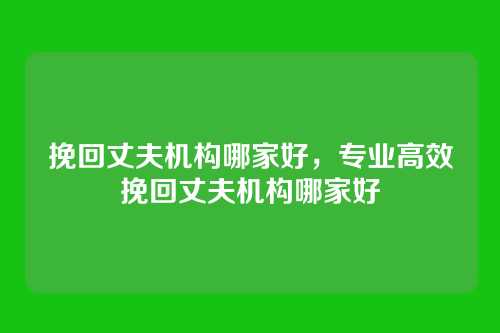 挽回丈夫机构哪家好，专业高效挽回丈夫机构哪家好